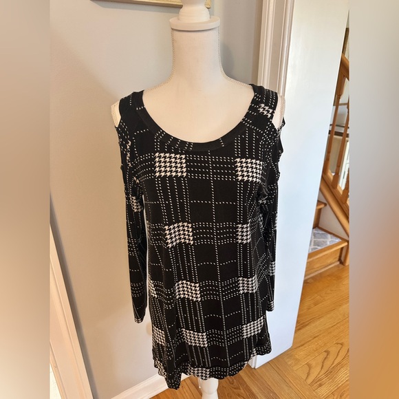 Cato Tops - Cato Black and White Checkered Women's Tunic Top